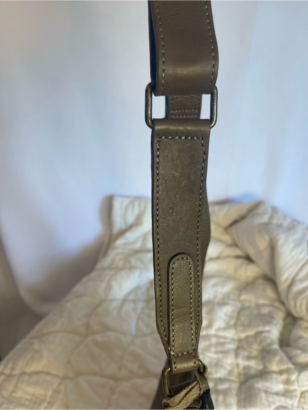 Born Olive Green Genuine Leather Crescent Shoulder Hobo Quiet Luxury Minimalist - Picture 12 of 16